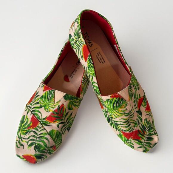 Toms Shoes - TOMS Women’s Canvas Slip-On Shoes Spanish Villa Watermelon Palms Size 9